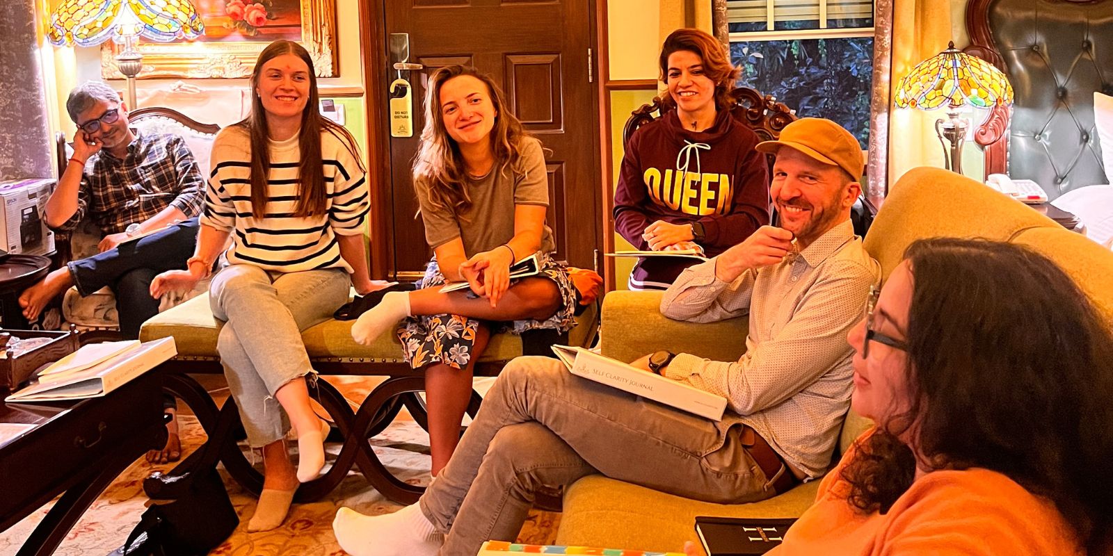 Peaceful nature setting with mountains and morning light for a retreat